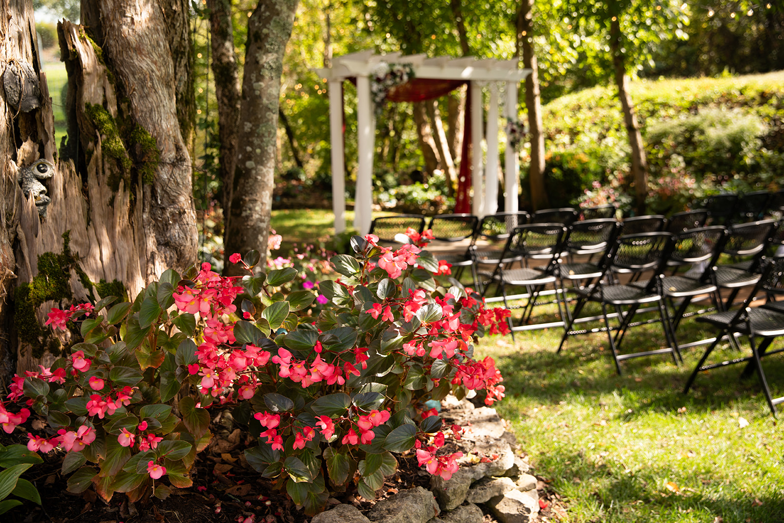 colorful flowers surrounding garden wedding venue