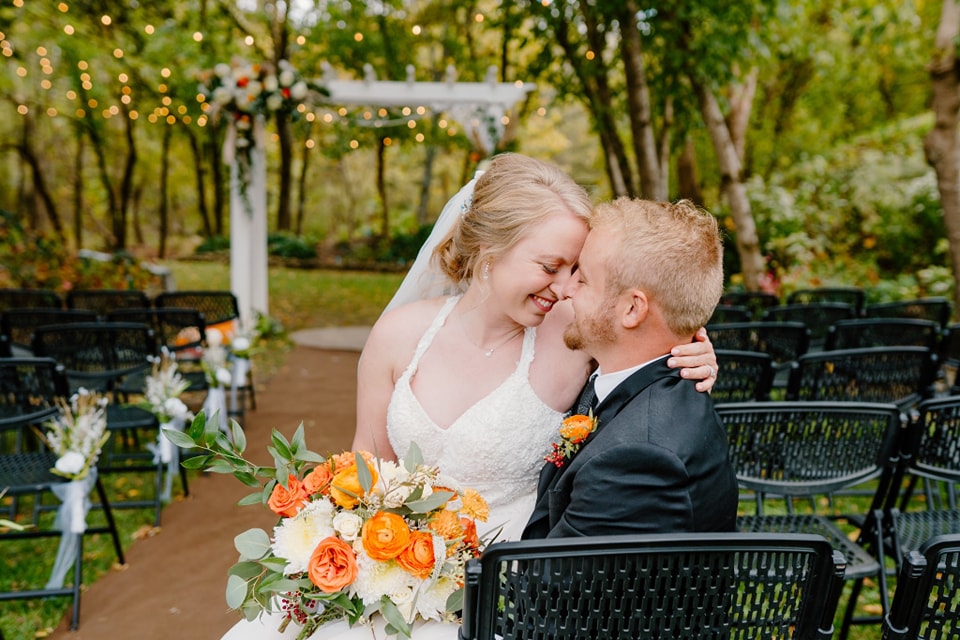 bride and groom embracing