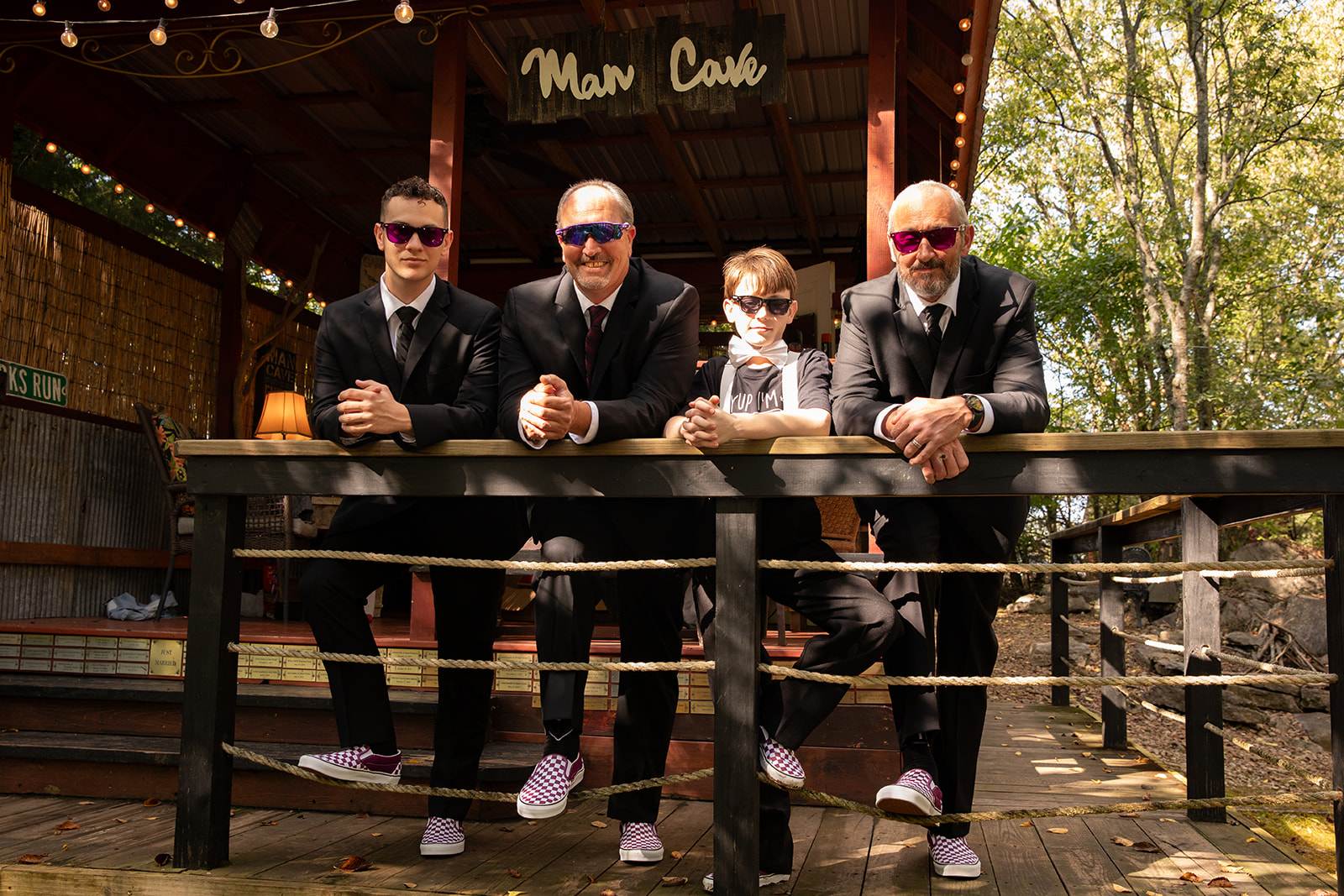 groom and groomsment at man cave