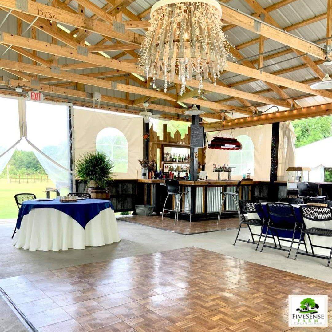 open air barn wedding venue with bar