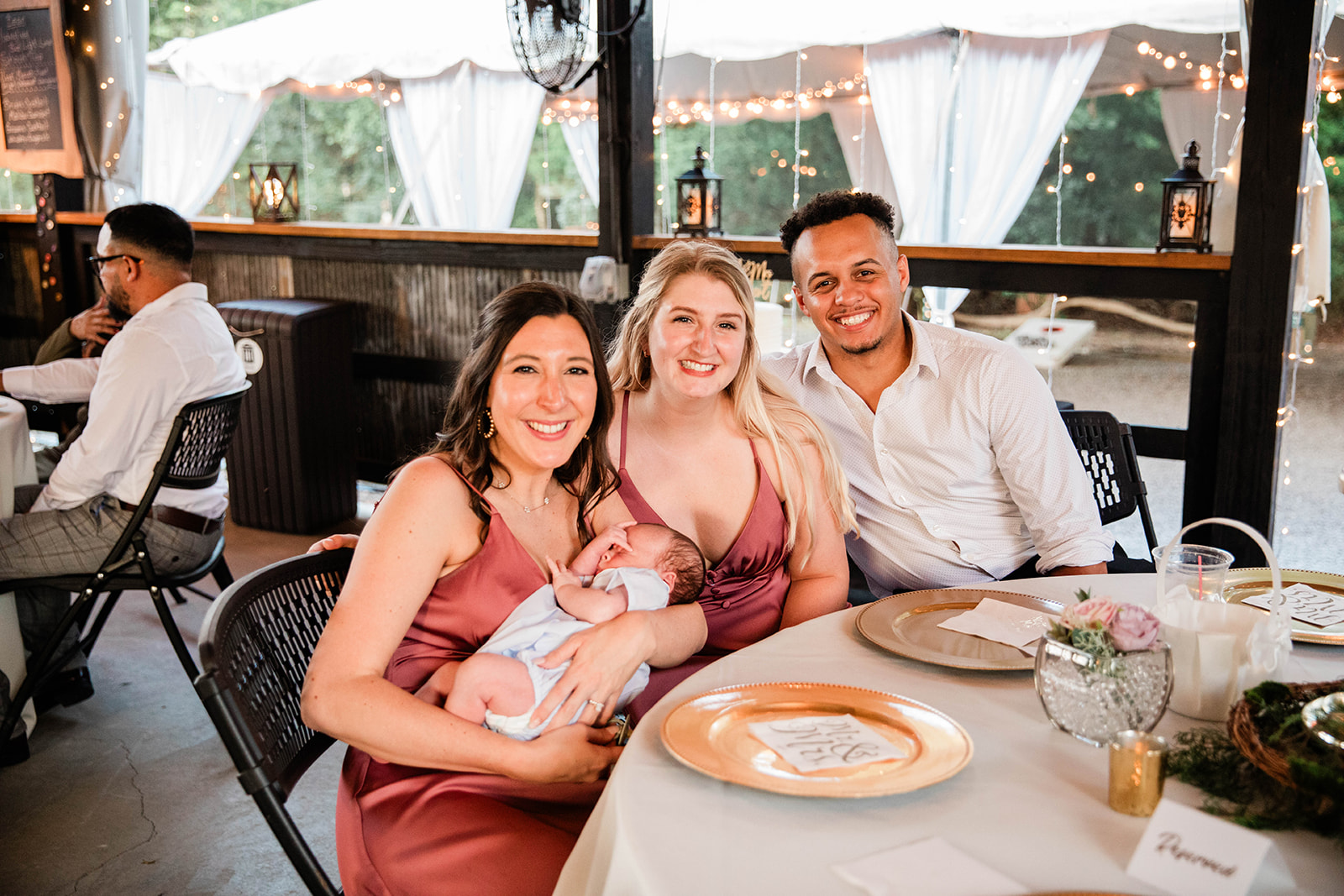 wedding guests at reception table